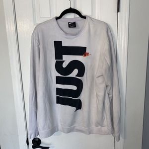 Nike Just Do It Sweatshirt Adult XL Spell Out Big Graphic Dingy White